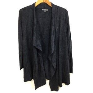 Barefoot Dreams Womens Bamboo Chic Lite Open Kimono Cardigan Sweater Black S/M